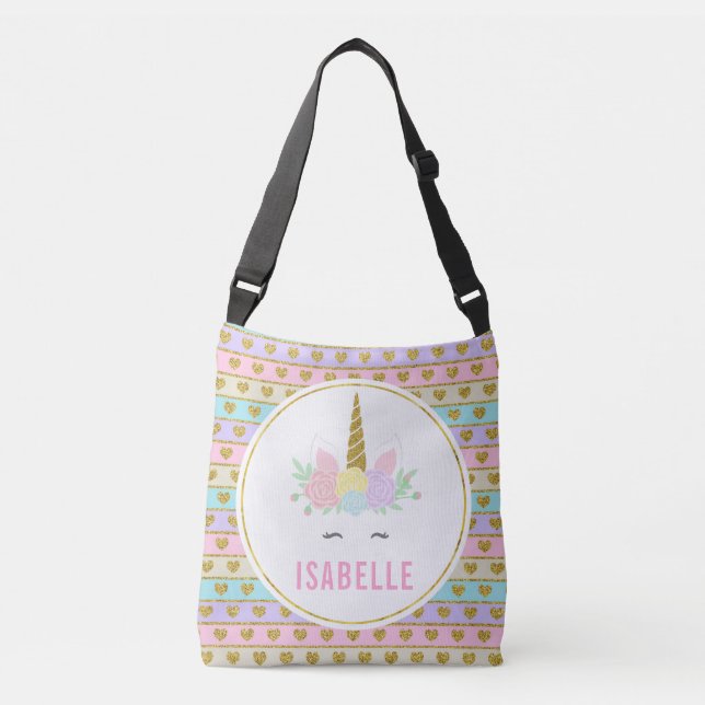 Magische kundengerechte Regenbogen-Einhorn-Tasche Tragetaschen Mit Langen Trägern (Vorderseite)