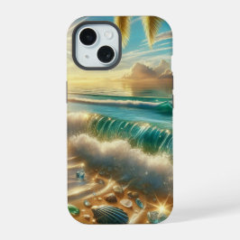 Magische Küste mit Blauen Waves und Meerglas iPhone 15 Hülle