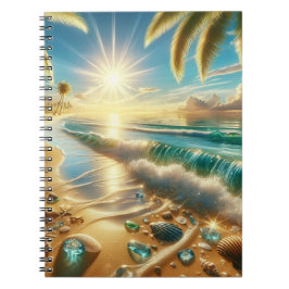 Magische Küste mit Blauen Waves und Meerglas Notizblock
