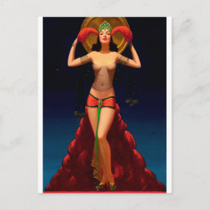 Magische Lady Pulp Pin Up Postkarte