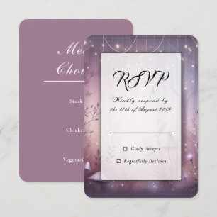 Magische Lavendel-Feenglühbirnen Hochzeit RSVP Karte