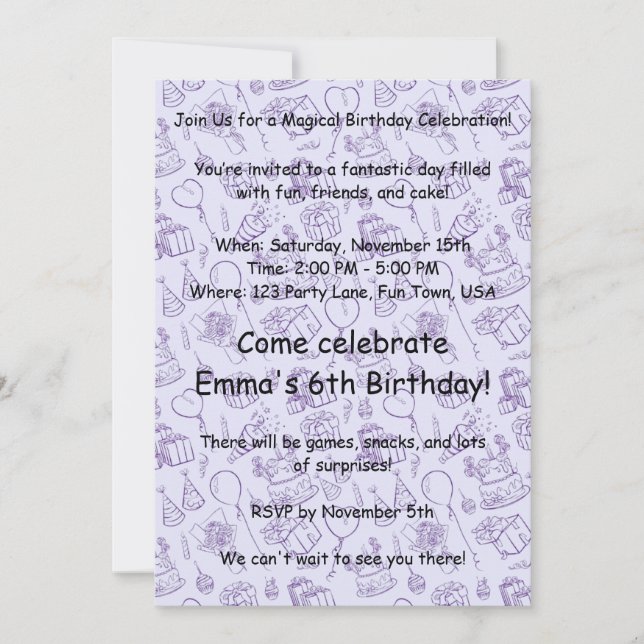 Magische Lavendel zum Geburtstag Einladung für Kin (Vorderseite)
