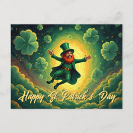 Magische Leprechaun St. Patrick's Day Kunst Postkarte