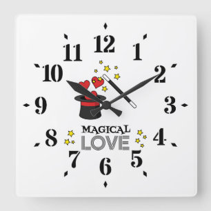 Magische Liebe - Schwarz Quadratische Wanduhr