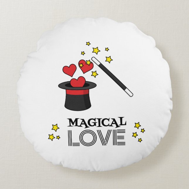 Magische Liebe - Schwarz Rundes Kissen (Vorderseite)