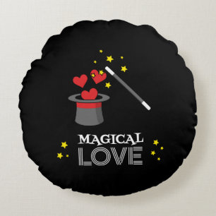 Magische Liebe - Weiß Rundes Kissen