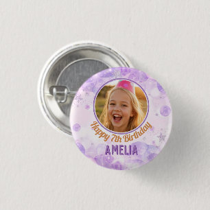Magische lila Foto Geburtstagsfeier  Button