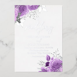 Magische Lila- und Silberfolienhochzeit Folieneinladung