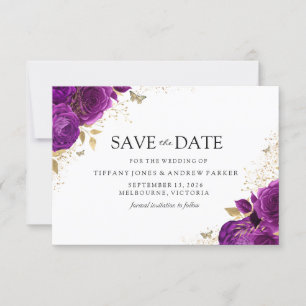 Magische Lila Violetenszene Rose Hochzeit der Blüt Save The Date