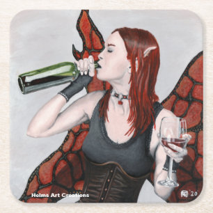 Magische Märchen Drinks Wein Fantasy Paper Unterse Rechteckiger Pappuntersetzer