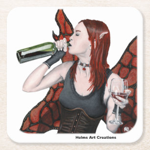 Magische Märchen Wein Flasche Fantasy Paper Unters Rechteckiger Pappuntersetzer