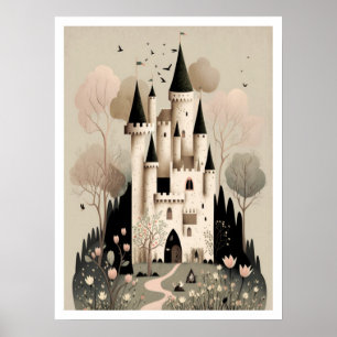Magische Märchenschmuck Burg Poster, Fantasie Kuns Poster