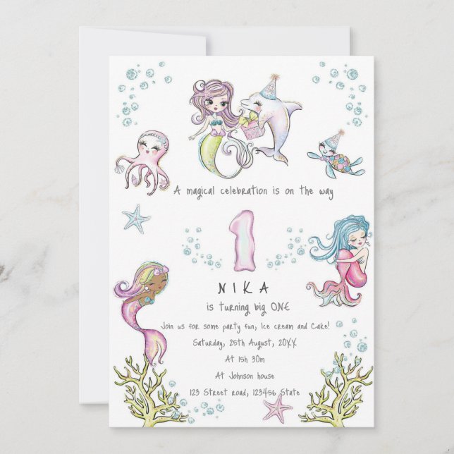Magische Meereswelt Einladung (Vorderseite)