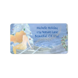 Magische Meerjungfrau, Swan Boat, Weihnachtsbaumad Adressaufkleber
