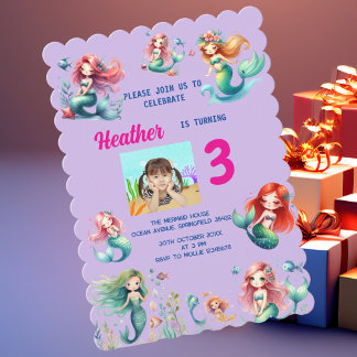 Magische Meerjungfrau unter dem Kindergeburtstag P Einladung