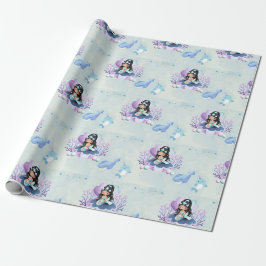Magische Meerjungfrau Wasserfarbe Geburtstagsparte Geschenkpapier
