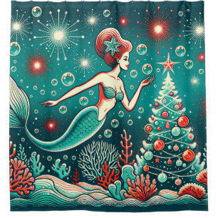 "Magische Meerjungfrau Whimsical Christmas Delight Duschvorhang