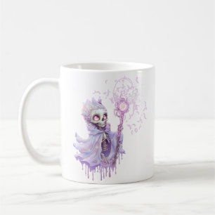 Magische Melodien des niedlichen lila Skeletts. Kaffeetasse