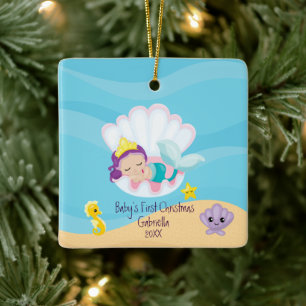Magische Mermaid Baby's First Christmas Keramikornament