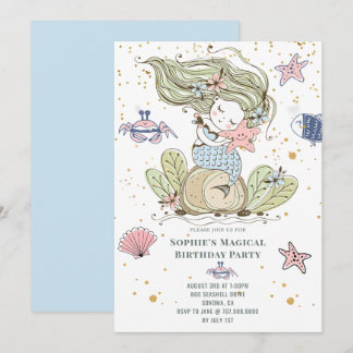 Magische Mermaid Geburtstagsparty Einladung