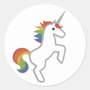 Magische minimale Regenbogen-Einhorn Emoji Ikone Runder Aufkleber
