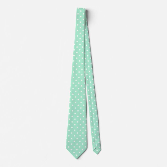 Magische Minze und weißes Polka Dot Muster Krawatte (Vorderseite)