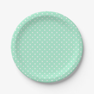 Magische Minze und weißes Polka Dot Muster Pappteller