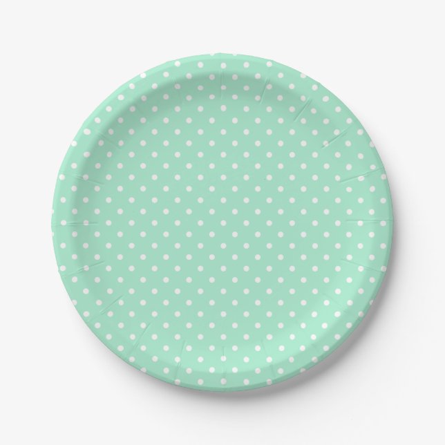 Magische Minze und weißes Polka Dot Muster Pappteller (Vorderseite)