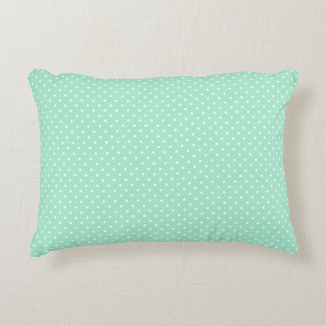 Magische Minze und weißes Polka Dot Muster Zierkissen (Vorderseite)