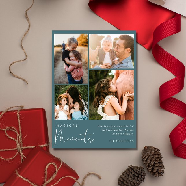 Magische Momente FotoCollage Familie Weihnachten (Magical Moments Photo Collage Family Christmas Holiday Card)