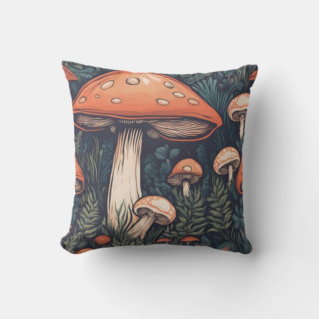 Magische Mushroom-Wiese D16 Kissen (Vorderseite)