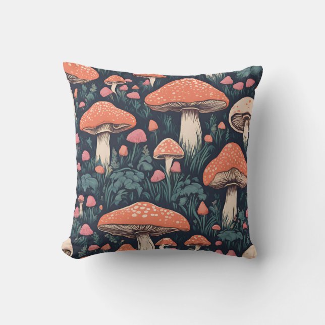 Magische Mushroom-Wiese D22 Kissen (Vorderseite)