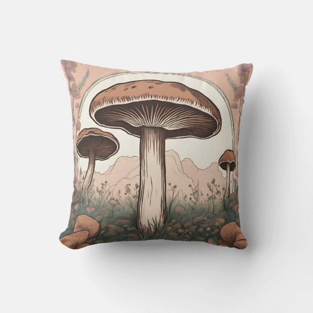 Magische Mushroom-Wiese D34 Kissen (Vorderseite)