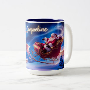 Magische Nachtreise Der Weihnachtsmann und sein Ra Zweifarbige Tasse
