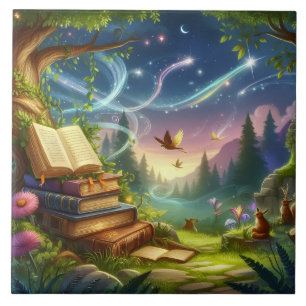 Magische Natur und Alte Bücher Keramik Tile Fliese