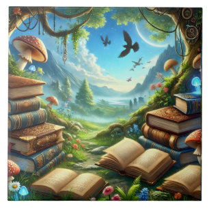 Magische Natur und Alte Bücher Keramik Tile Fliese