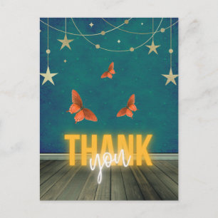 Magische Neonlichter und Schmetterlinge Postkarte