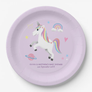 Magische Niedliche Lila Einhorn Girls Babydusche Pappteller