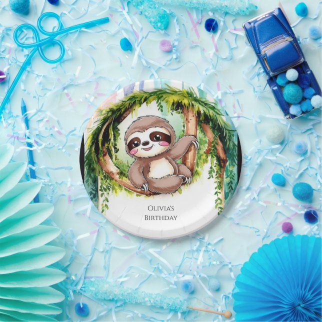Magische Niedliche Sloth Birthday Pappteller (Party)