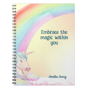 Magische niedliche Unicorn- und Regenbogenbezeichn Notizblock