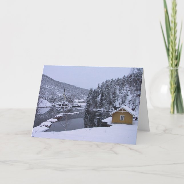 Magische norwegische Winter-Landschafts-leere Karte (Vorderseite)