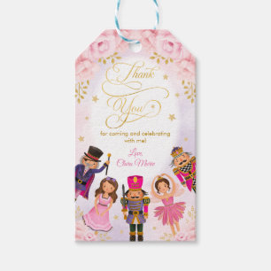 Magische Nutcracker Birthday Blush Gold Floral Geschenkanhänger
