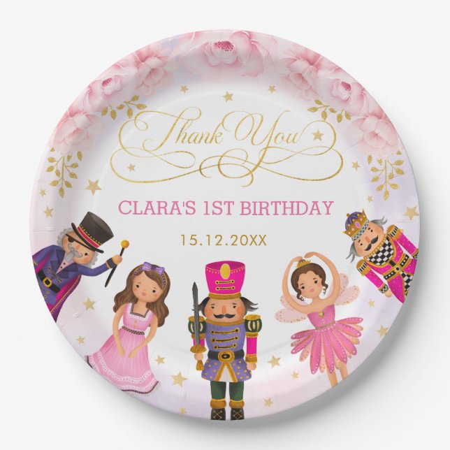 Magische Nutcracker Lila Gold Blumenballett Pappteller (Vorderseite)