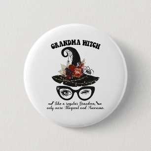 Magische Oma Hexe - Phantastisches Halloween Hexe  Button