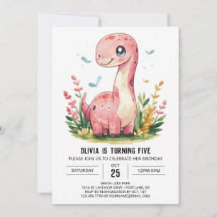 Magische Online Pastel Dinosaur Girl Geburtstag Einladung