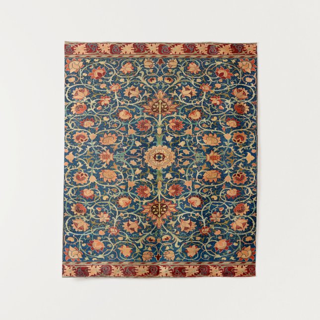 Magische Orientalisch-Rug Muster in Blau und Rot Wandteppich (Vorderseite)