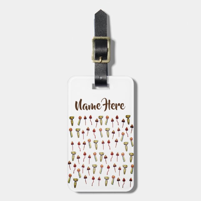 Magische Pilze Arten Wasserfarben Kunst Gepäckanhänger (Vorderseite vertikal)