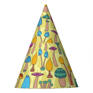 Magische Pilze Doodle Nahtloses Muster Partyhütchen