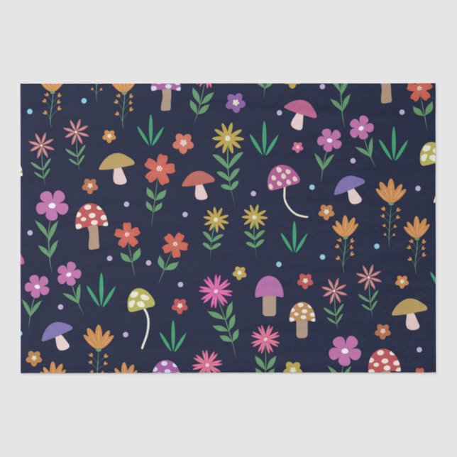 Magische Pilze mit Muster aus weißer Blume Seidenpapier (Vorderseite)