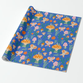 Magische Pilze Niedliche Schmetterlinge Schnecken Geschenkpapier
